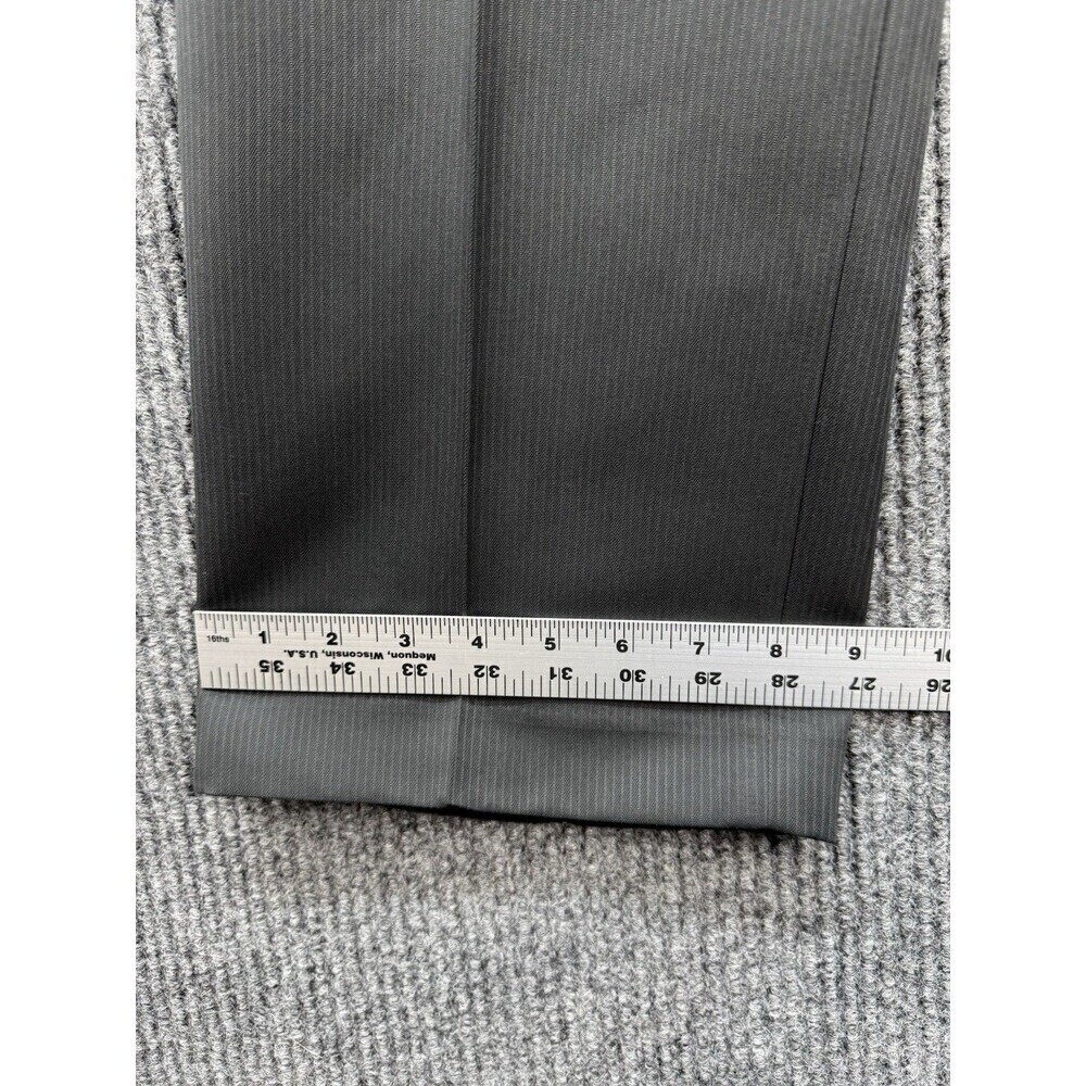 Perry Ellis Dress Pants Mens 33x30 Carbon Gray Pinstripe Polyester Slacks NWT - Picture 10 of 10